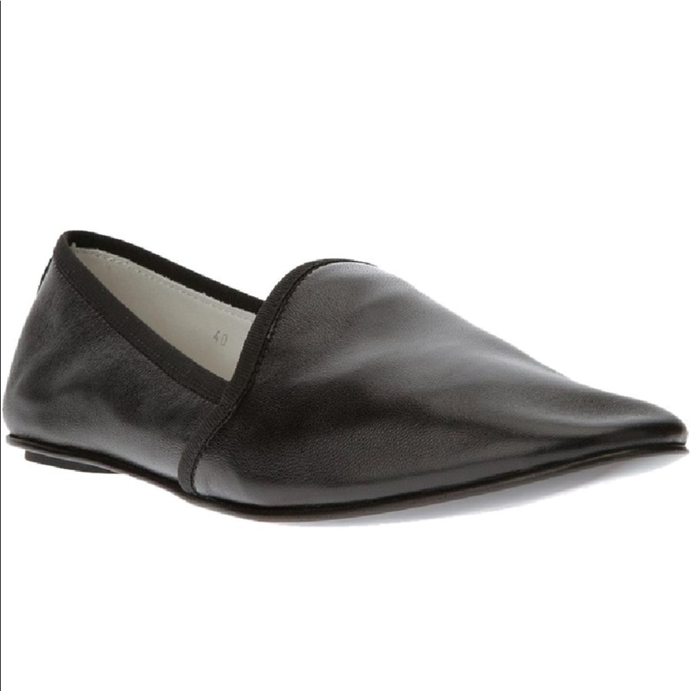 Acne studios black leather slipper loafer slides
